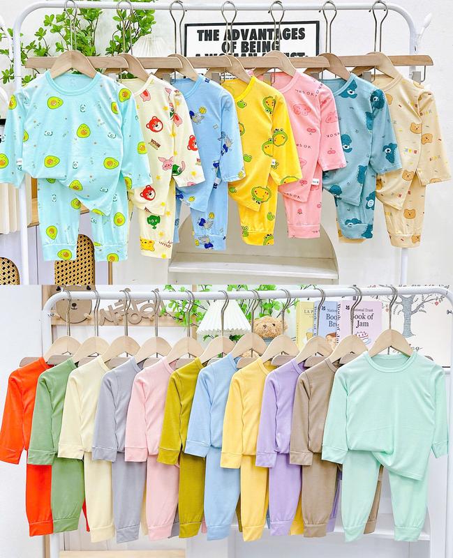 SET 4 Bộ Quần Áo Thun Lạnh Dài Tay CAO DƯỚI 94cm Cho Bé Trai Bé Gái Từ 5-16kg