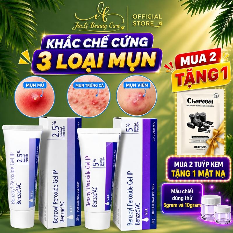 Galderma | Benzac AC 2,5% 30gram | Benzac AC 5% 30gram | Hỗ trợ giảm mụn trứng cá, mụn sưng viêm