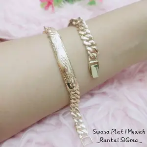 SWASA Gelang Plat Cembung Rantai Sigma Awet Cantik Mewah dan Elegan