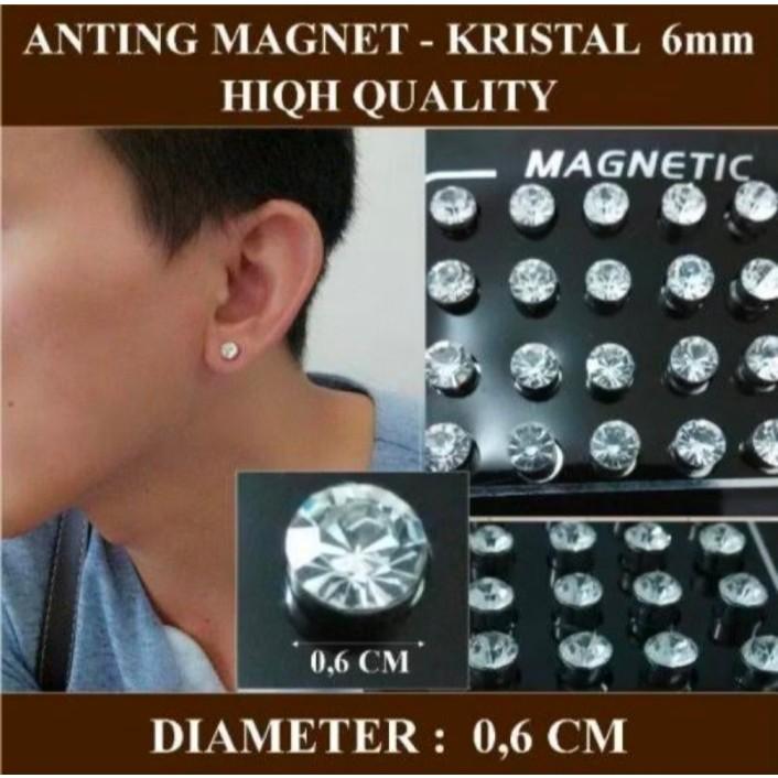 anting permata magnet anting berlian wanita pria 0
