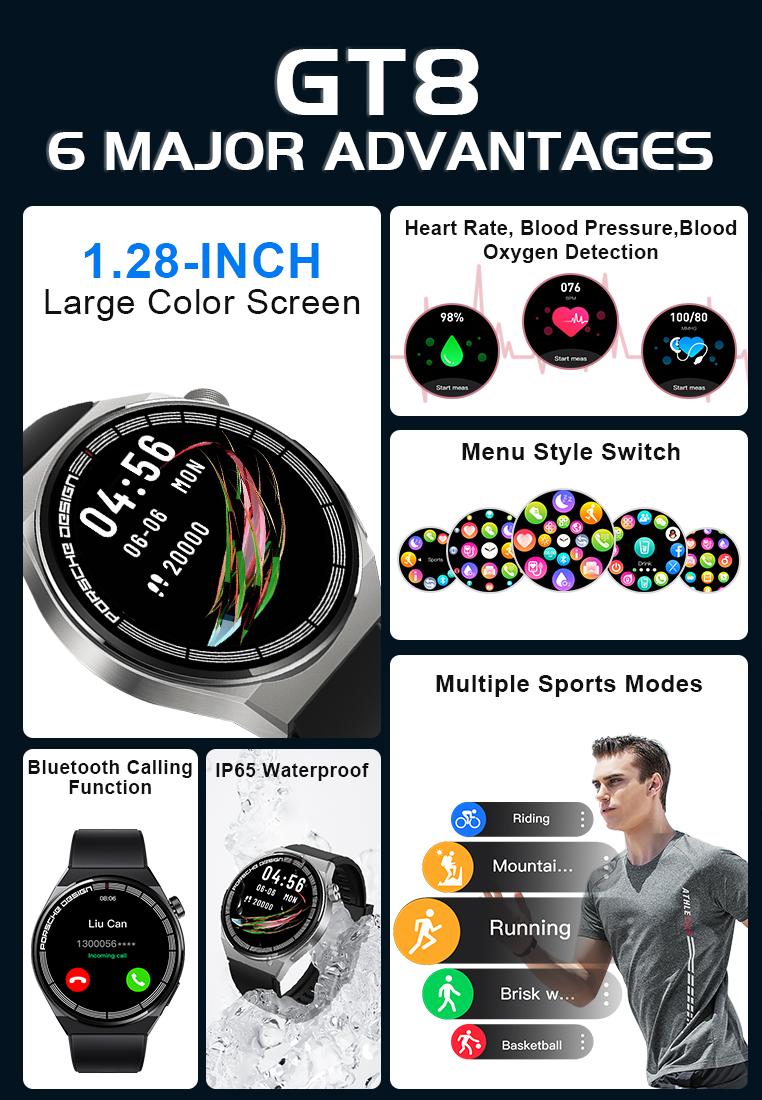 Product Introduction of Simbojoy SmartWatch GT8 Anti Air Original Layar Terang 1.28''Pemantauan Tidur Alat pengukur langkah Jam Pintar  ZN025 2