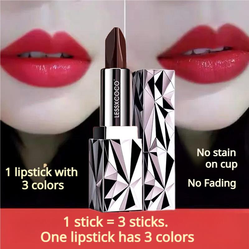 Son Môi Đa Công Dụng, Bán Buôn, 3 Màu Trong 1, Không Thấm Nước, Lâu Trôi, Sắc Tố Cao, Dưỡng Ẩm, Lớp Hoàn Thiện Lì son lì