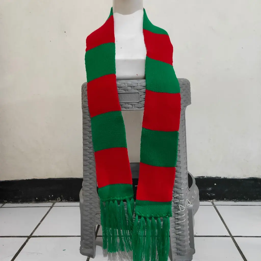 Syal Natal Scarf syal rajut belang Merah Hijau Natal Christmas Desember