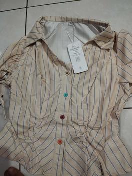 Product Review of FADFAD[Ready Stock] Kemeja Lengan Pendek Bermotif Garis Krah V-neck Untuk Wanita from 9**9 0