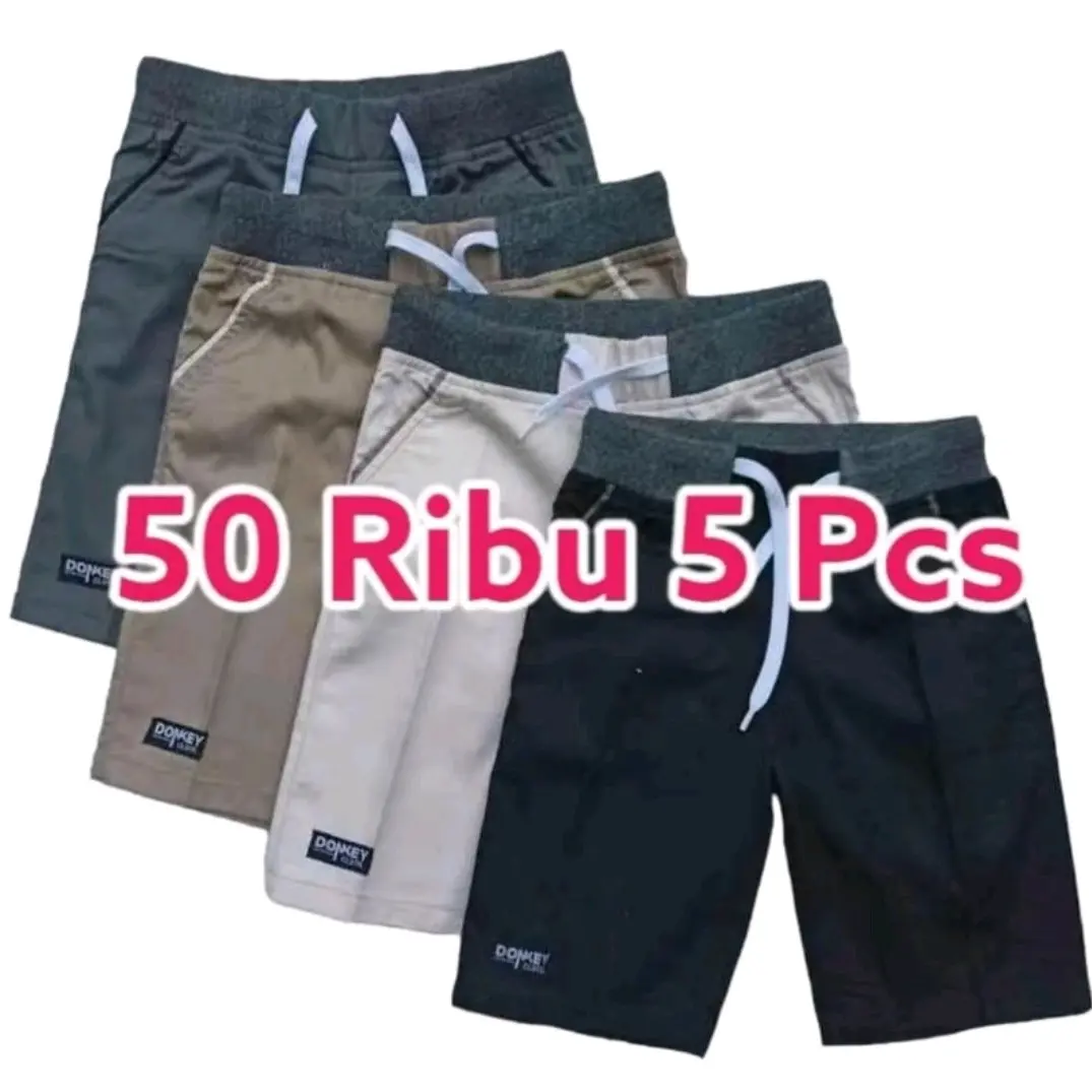 [BISA COD 50RIBU DAPAT 5 PCS] celana pendek anak unisex pria wanita usia 3-12 tahun fashion chinos polos harian pinggang karet melar bahan katun nyaman dan adem