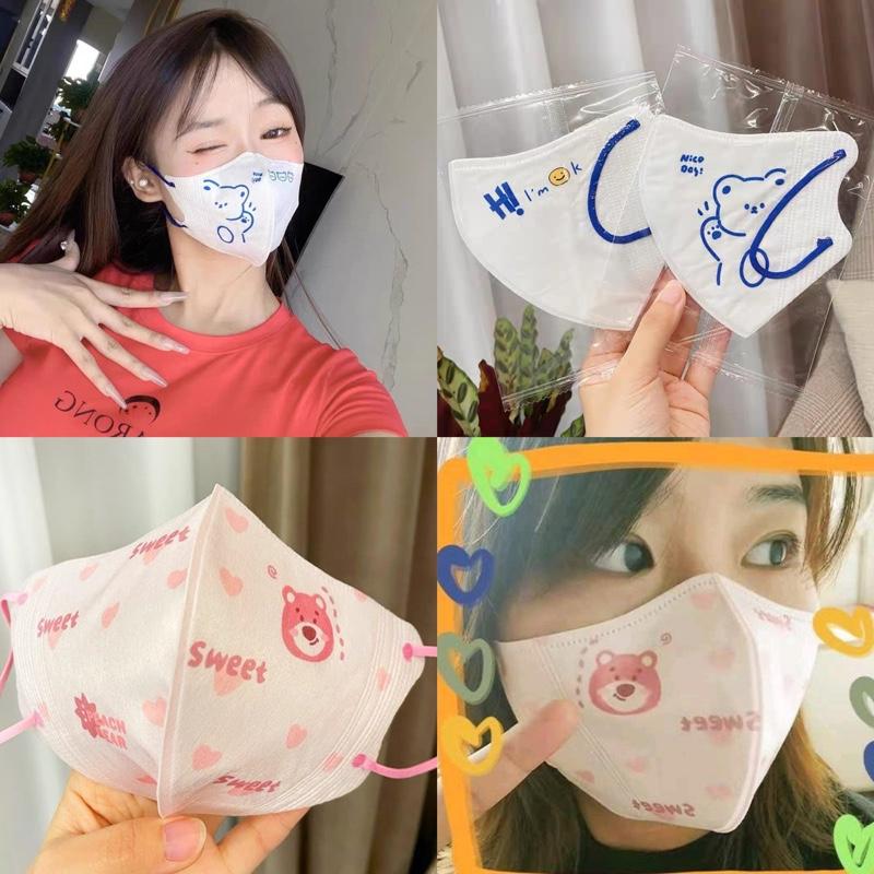 (Size Người Lớn) [Combo 50 Cái] Khẩu Trang In Hình Hoạ Tiết Dễ Thương Dành Cho Người Lớn 3 Lớp Mỏng Vải Lụa Mềm Mịn