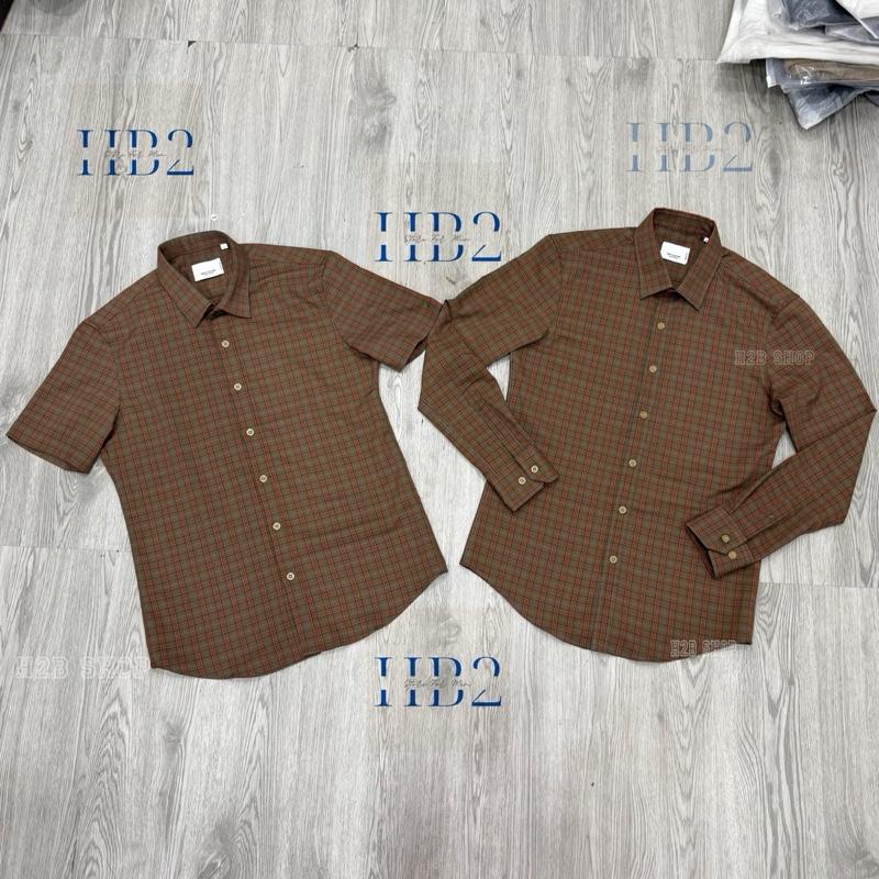 Áo Sơ Mi Nâu Nhạt Cao Cấp QC Caro Nâu Đậm Nam Menswear Kate Shirt Kem