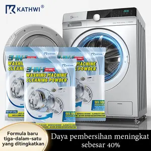 KATHWI Pembersih Mesin Cuci (125g) Pembersih tabung mesin cuci, deterjen antibakteri, bubuk pembersih kerak, pembersihan mendalam dari kotoran dari mesin cuci