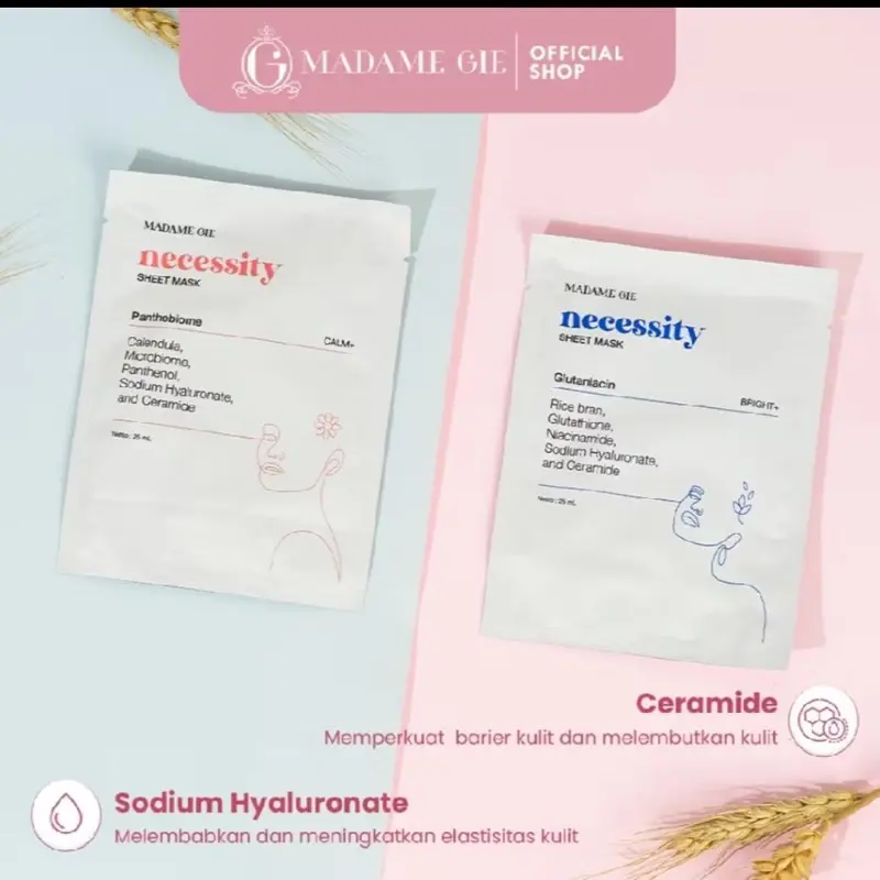 Madame Gie Necessity Sheet Mask - Skin Care Essence Face Mask Moisturizer Hydrating Masker Wajah Brightening