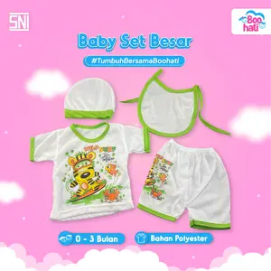 Boohati - Cico Miko - Set Baju Bayi Motif Hewan 0-3 Bulan | Atasan Bawahan New Born | Bahan Poly Katun