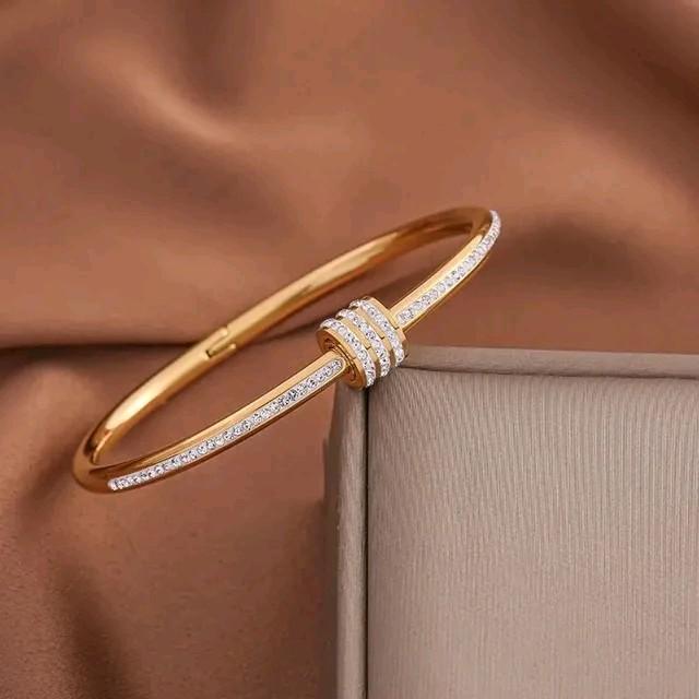 gelang bangle permata wanita titanium stainless steel premium anti karat anti luntur elegant style mewah 2