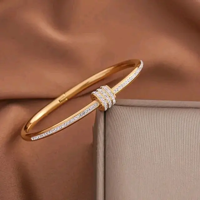 gelang bangle permata wanita titanium stainless steel premium anti karat anti luntur elegant style mewah 2
