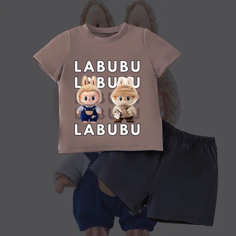 Setelan Anak anak Labubu Labubu Setelan anak anak perempuan dan laki laki Setelan anak Balita Setelan anak anak Cewek dan cowok One Set Katun Anak anak Labubu 2