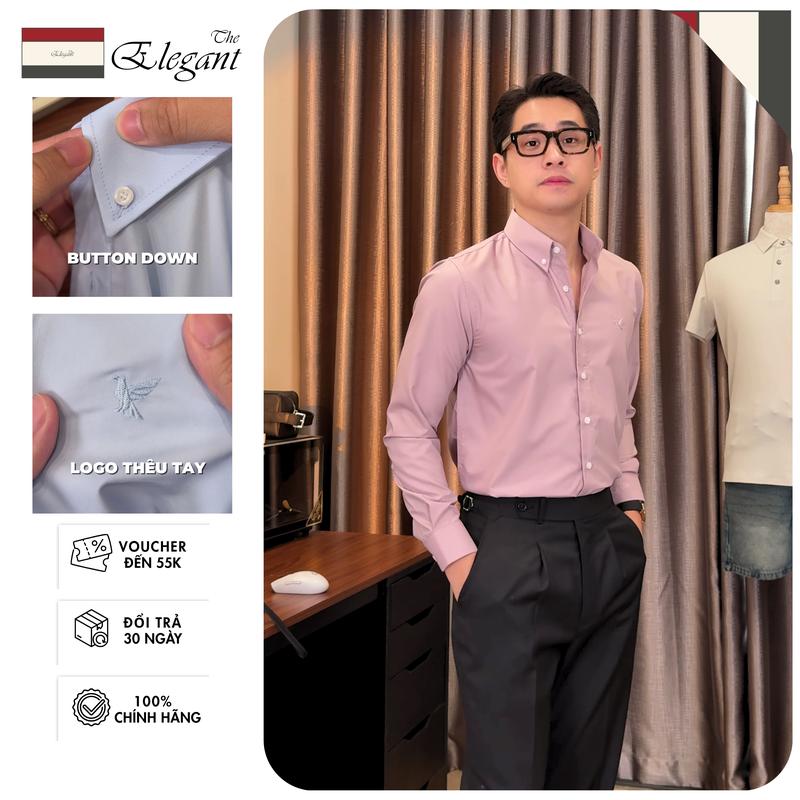 Áo Sơ Mi Nam Dài Tay Cao Cấp the Elegant Cổ Button Down Mềm Mại, Chống Nhă