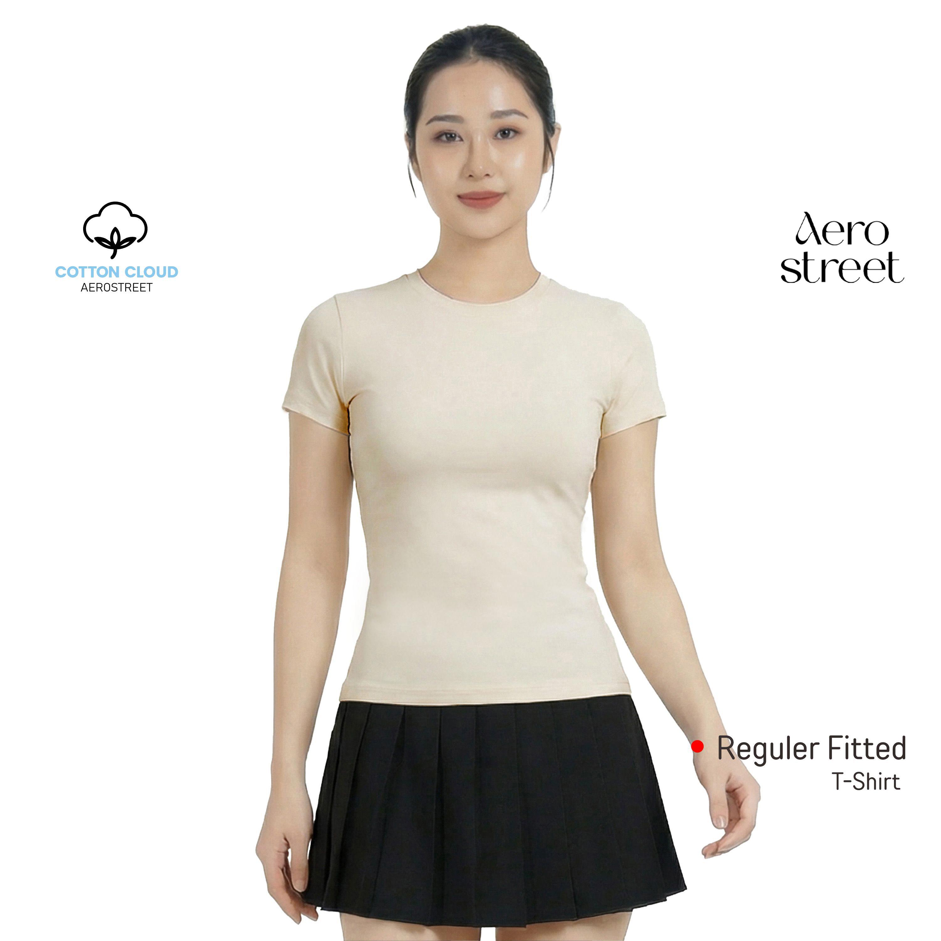 Aerostreet T Shirt Cotton Cloud Perfect Fit Fuji Cream Woman Fitted Tshirt 1B300