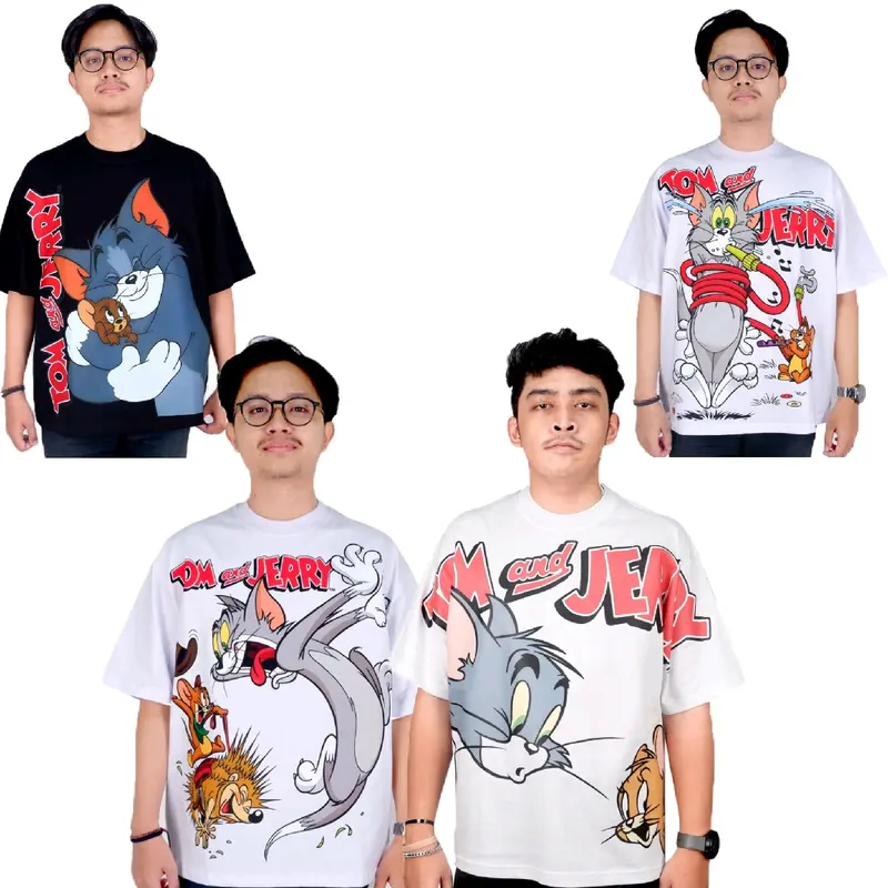 KAOS KARTUN TOM AND JERRY SERIES OVERSIZE KATUN COMBED 20S 0