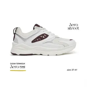 Aerostreet Lizzie Sneakers Wanita Putih Maroon Putih Sepatu Cewek Women Casual Sporty Ringan Empuk Tidak Licin