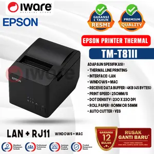 PRINTER KASIR POS THERMAL EPSON TM-T81iii LAN RJ11 80MM Auto Cutter