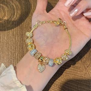 Gelang Jantung Boleh Laras, SUNQ, Tahan Pudar, Bebas Calar, Tanpa Cacat, Termasuk Kotak Hadiah aksesoris wanita jewelry tahankarat charm chic bracelets titanium Rantai Bangles Barang Kemas Perak