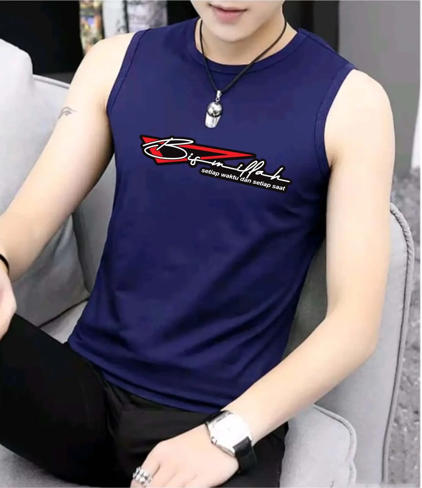 tank top cowok Bismillah Dtf Keren Viral Size Dewasa Kaos Dalam Pria Olahraga Gym santai  Distro Atasan Singlet