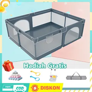 【COD】Baby Playfence Anak-Anak Bayi Boks Pagar Kolam Renang Taman Bermain Bermain Bola Bayi Mandi Pagar Pengaman Anak Playpen Playmat Playpen Boks lateks gratis abu-abu teran120*180 tidak tidak pvc gratis rumah