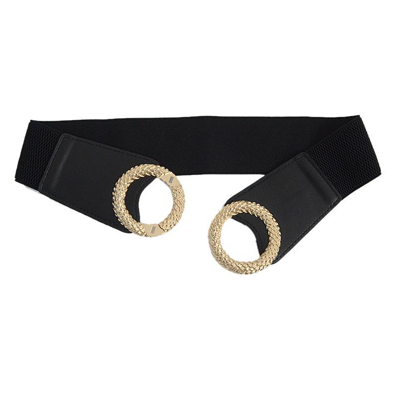Product Introduction of New Women's Belt Double Ring Decoration Cinched Waist Slim-Fit Elastic Waist Seal with Skirt Coat 17