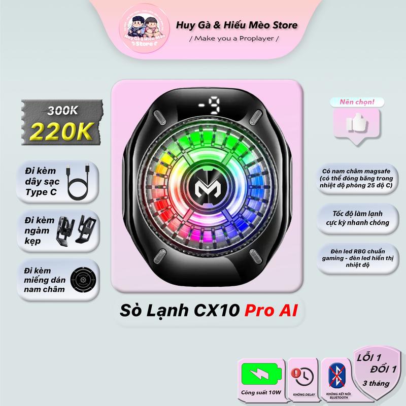  Sò Lạnh Tản Nhiệt CX10 PRO AI  BẢO HÀNH 3 THÁNG   làm mát cho điện thoại và máy tính bảng  công suất 10-15W mag safe  ngàm kẹp  