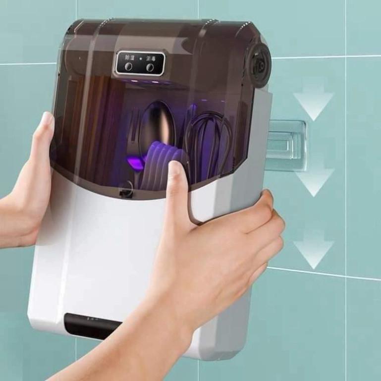 Máy Sấy Muỗng Đũa Thìa Và Khử Khuẩn Bằng Tia UV Cao Cấp - Hộp Sấy Đũa Khử Khuẩn Treo Tường