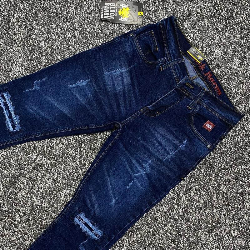 Celana jeans panjang sobek pria BLACK BARON slimfit 28-33 Keren Nyaman 8
