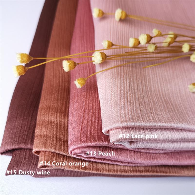 Product Introduction of Fashion Chiffon Hijab Crumpled Texture Instant Hijab Smooth Crepe Chiffon Hijab for Women Natural Pleated Gauze Smooth Crepe Breathable Headscarf Girl Fashion Plain Shawl Spring Scarf TUTU 13