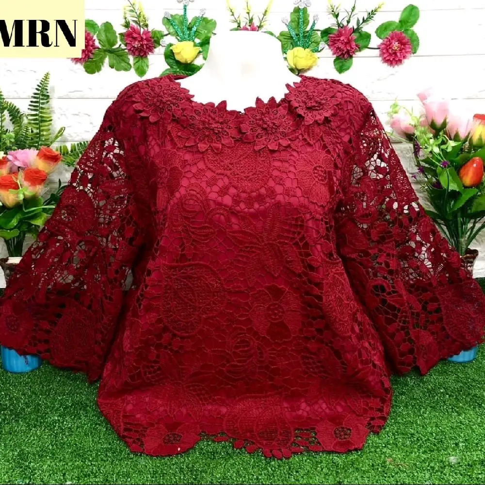 Blouse bahan import full brokat premium