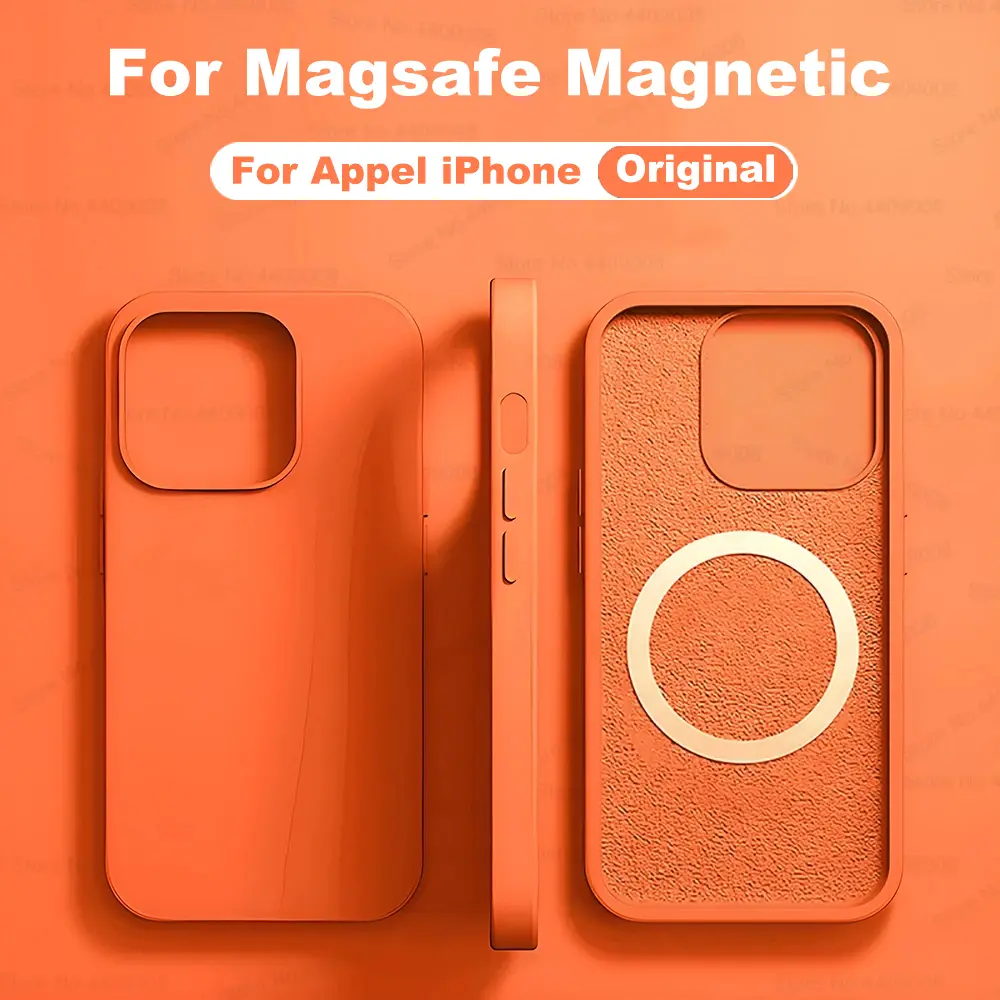 For Magsafe Original Liquid Silicone Magnetic Case For Apple iPhone 15 14 13 12 11 Pro Max 14 15 Plus Wireless Charge Soft Cover