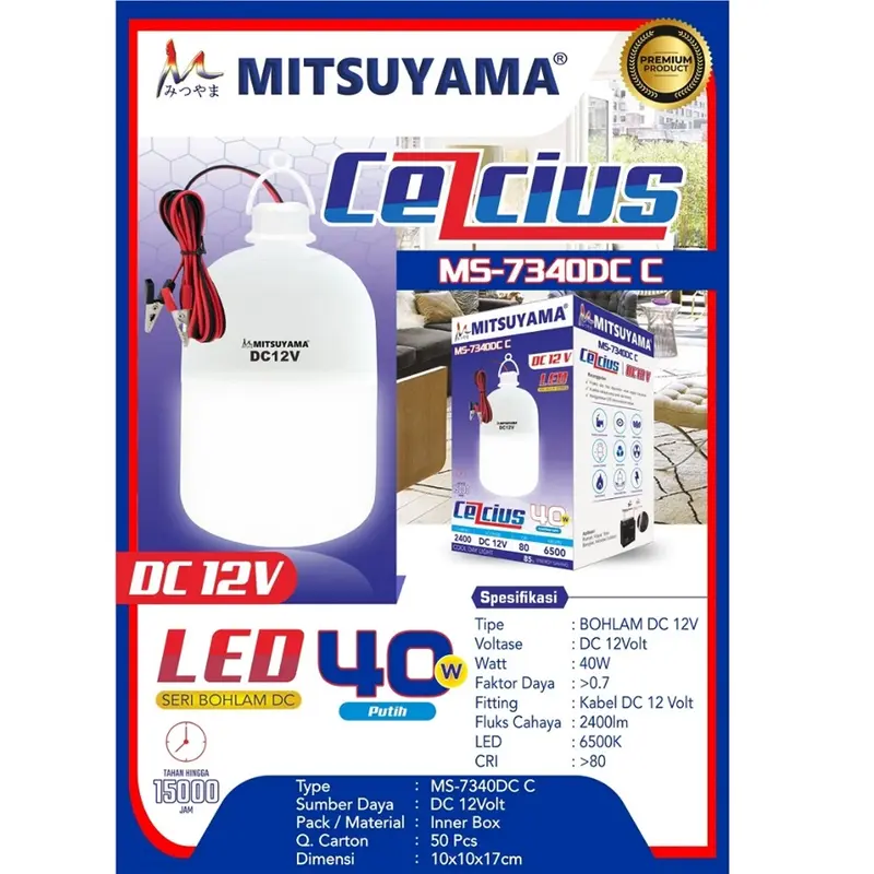 Lampu Bohlam LED DC 12V 10, 20, 30, 40, 50 Watt Mitsuyama Colok Aki - Solar Panel 5