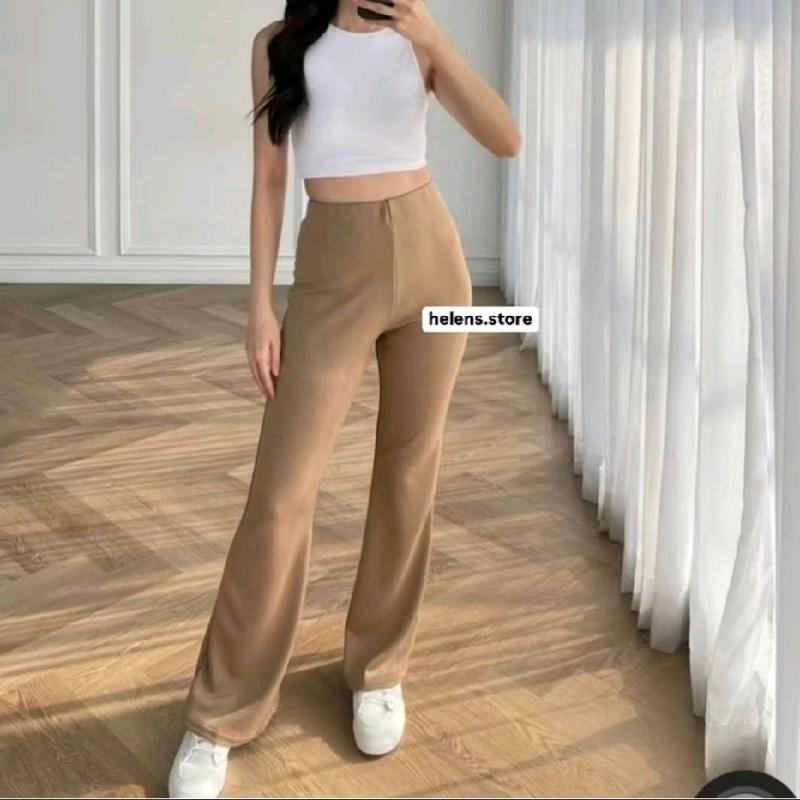 Celana Fit And Flare Pants Cutbray Scuba Pinggang Haighwaist Bahan Stretch Melar Elastis Kulot Cutbray Panjang 5