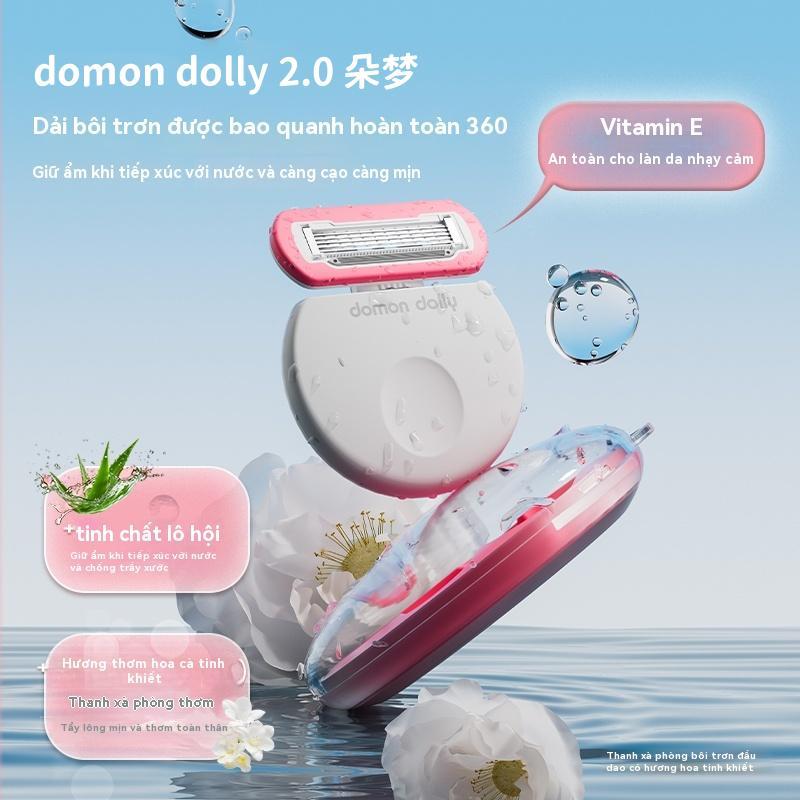 Dao cạo lông nữ domon dolly Bộ dao cạo có Đầu bơ vùng kín Bikini chống kích ứng cầm tay sử dụng bộ 2 đầu dao Lưỡi dao cạo an toàn thép chống rỉ