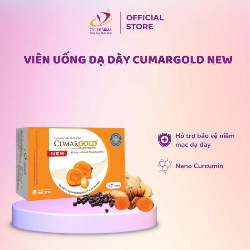 Viên uống dạ dày CumarGold New từ nghệ Nano Curcumin giảm viêm loét, đau thượng vị, trào ngược