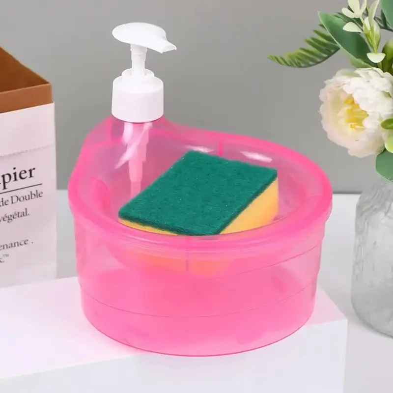 Tempat Sabun Cuci Piring + Spons / Wadah Sunlight Model Bulat / Dispenser Botol Soap Pump 0