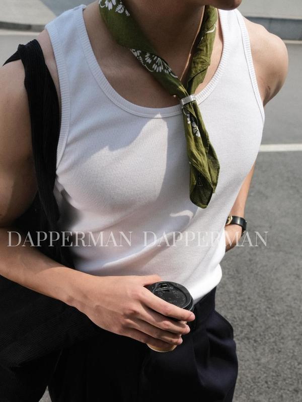 Áo ba lỗ thun gân cổ tròn tanktop DAPPERMAN form ôm body mạnh mẽ thích hợp mặc GYM và mặc lót bên trong phối đồ cân mọi outfit