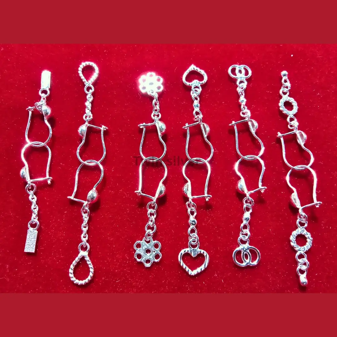 anting kait perak murni handmade