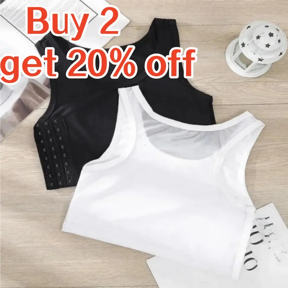 Women Chest Breast Binder Side Buckle Short Vest Tops Chest Binder Breathable Underwear Tank Tops Wireless Chest Wrap Bandage