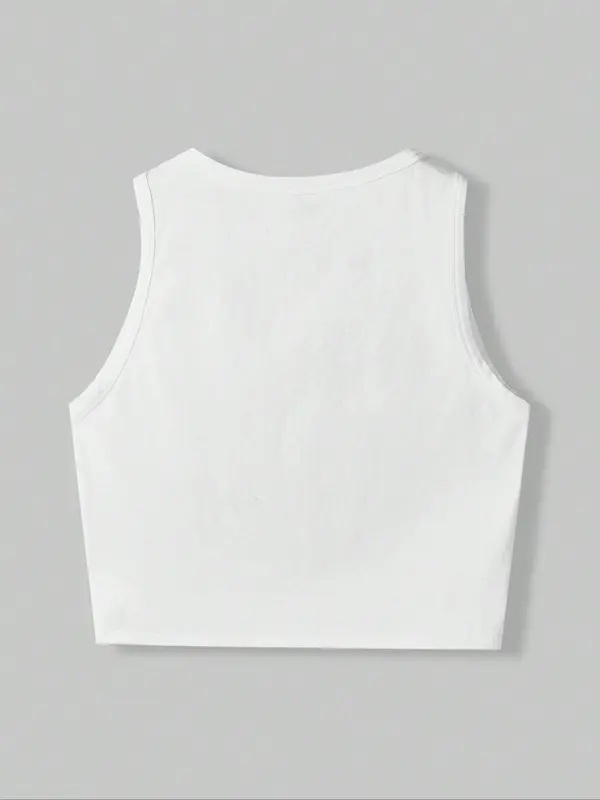 Women's "Cowboy Time" Slogan Print Round Neck Tank Crop Top, Casual Comfy Sleeveless Cropped Top for Daily Wear, Casual Top for All Seasons 5