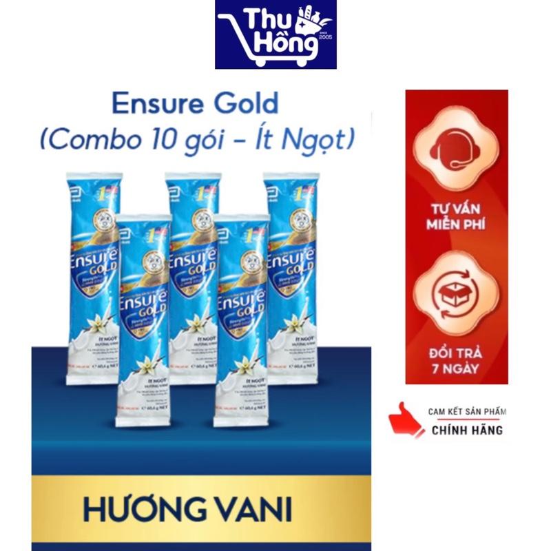 Combo 10 sữa bột Ensure Gold Ít Ngọt gói tiện lợi  60g hương vani tiết kiếm chi phí