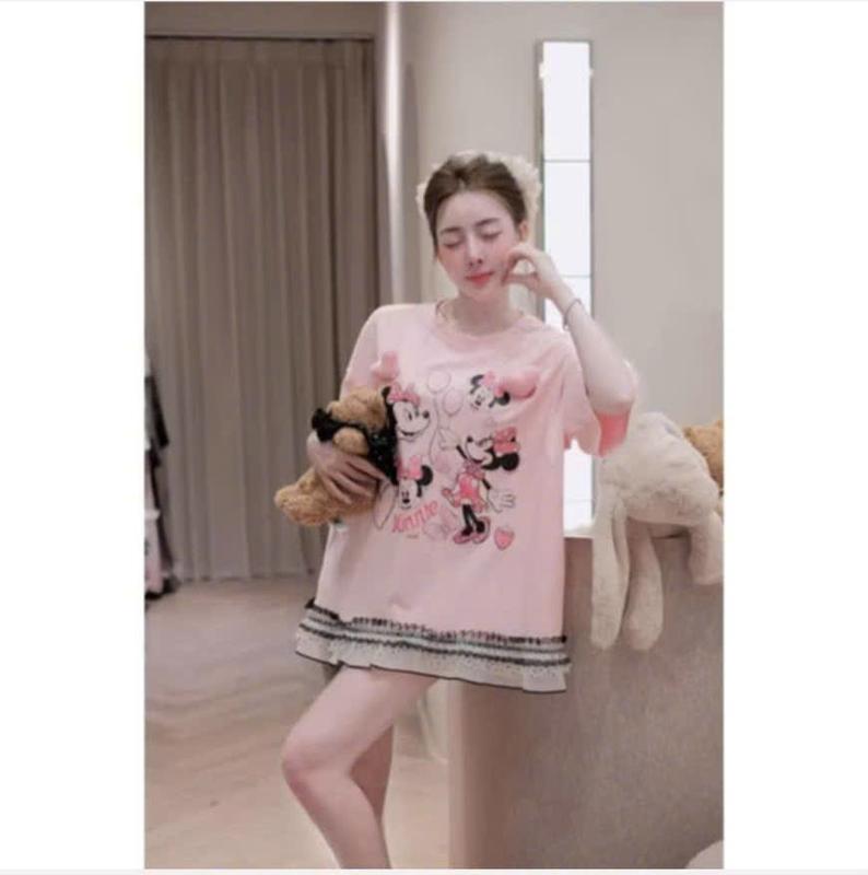 H27 VÁY MICKY REN Váy Babydoll Váy Phông Đầm Bầu Sang Chảnh Tiểu Thư Chất Liệu Cotton Thoáng Mát Thấm Hút Mồ Hôi Chiều Dài Váy 78cm 2sz 40-65kg