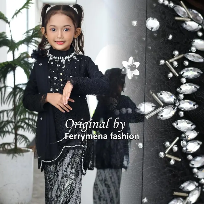 Baju Kebaya Pesta Anak Tanggung umur 4-12 tahun Kebaya Selendang Anak Payet Baju Kondangan Anak Perempuan Atasan Kebaya Anak Bordir Seragam Fashion 4
