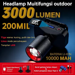 Senter Kepala Zoom Super Terang Tampilan Digital Zoom Lampu Kepala Super Terang Dan Awet Anti Air Headlamp Outdoor