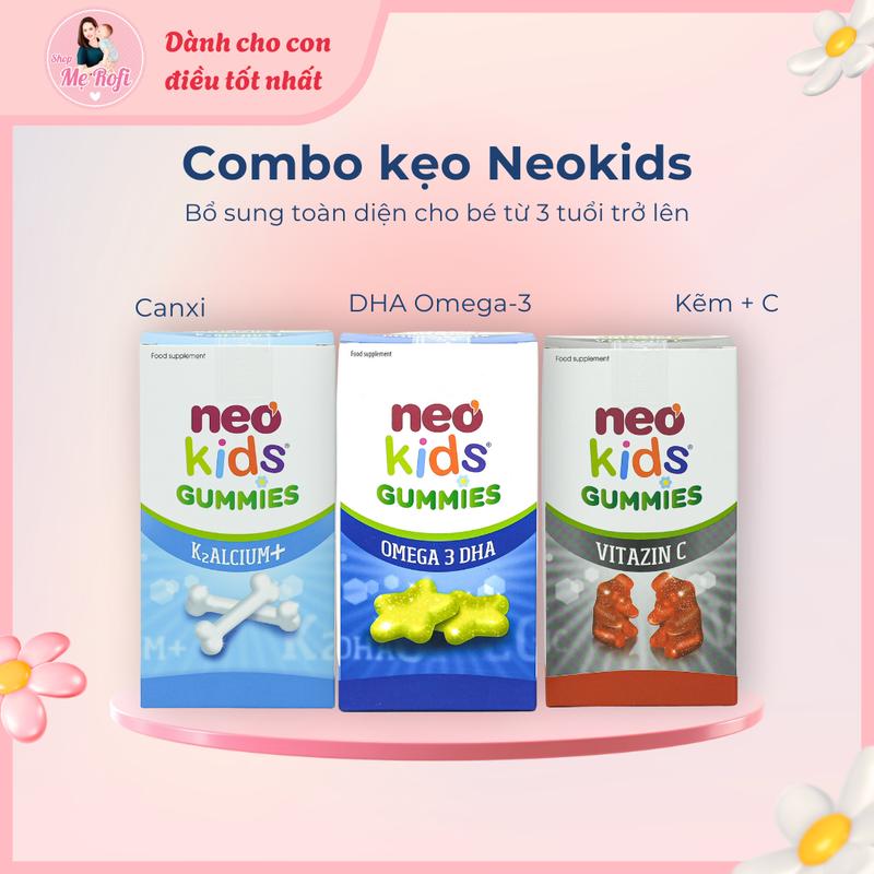 Combo Neokids Kẹo Gummies Dha Canxi Kẽm cho bé phát triển toàn diện - Mẹ Rofi