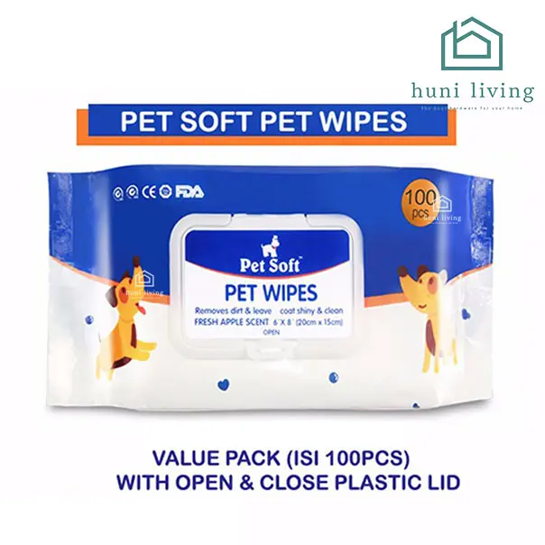 100 Lbr Pet Soft Pet Wipes Tissue Basah Hewan Peliharaan Anjing Kucing Kelinci Tisu Basah
