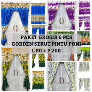 Paket Grosir 6 pcs Gorden Serut Pintu Dan Jendela Panjang L 80 x P 200 cm Curtain