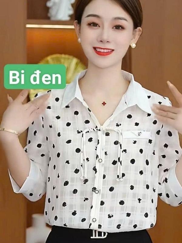 Áo sơ mi tay lỡ họa tiết hoa Áo sơ mi chui giả cài cúc tiện lợi ,Chất liệu lụa Thiên Tơ mỏng nhẹ mềm mịn thoáng mát
