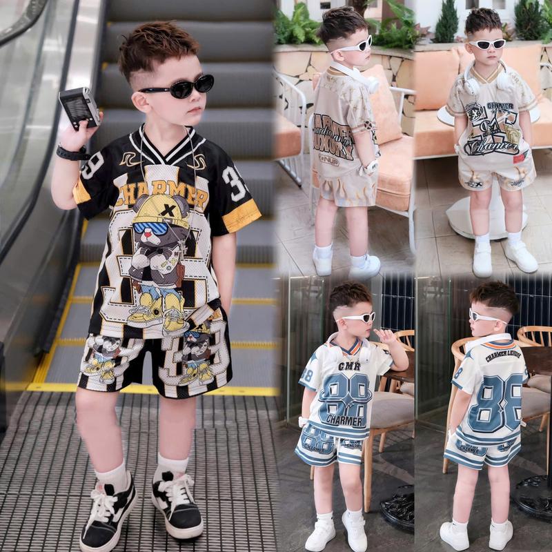 Sét Bộ Quần Áo Thể Thao Cộc Tay Mùa Hè Dành Cho Bé Trai Bé Gái (Size 9-44kg) Chất Liệu Vải Thông Hơi Thoáng Mát (IN tom jelly)